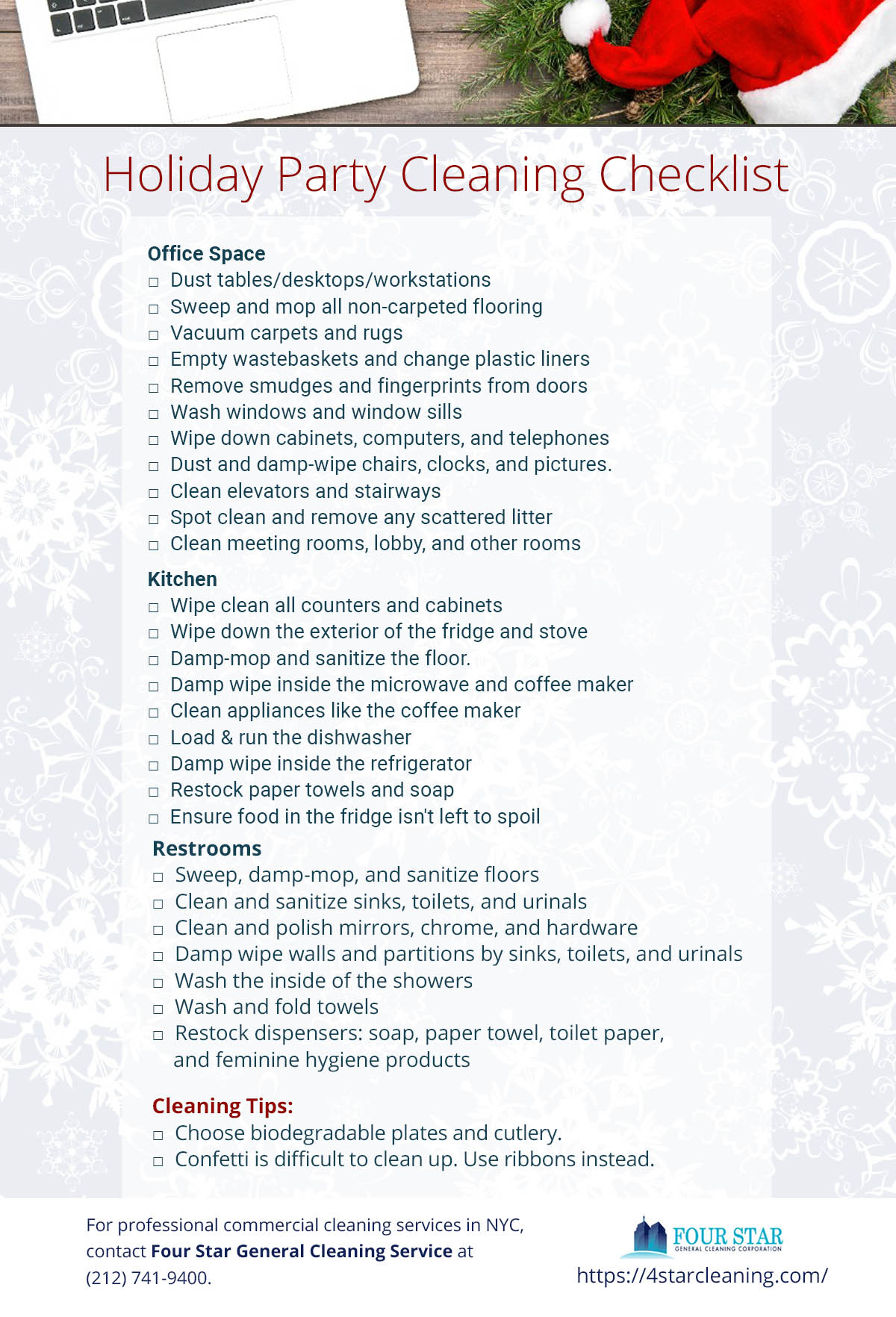 Holiday Party Office Cleaning Checklist